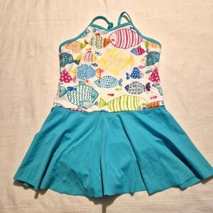 Lands' End girls size 16 skirted 1 piece swim suit adjustable shoulder strap EUC